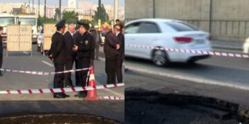 Bakıda çökən yolda bərpa işləri nə zaman həyata keçiriləcək? – YENİLƏNİB + VİDEO