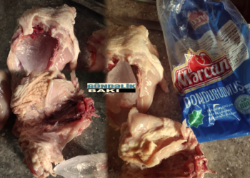 “MƏRCAN” toyuq fabrikində ağlagəlməz fırıldaqlar… – “MƏRCAN” firmasına məxsus toyuğun paketindən az qala özü boyda buz parçası çıxır.