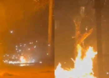 Bayram tonqalı Sumqayıtda elektrik xətlərini qırdı – VİDEO