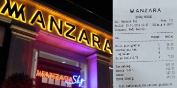 “MƏNZƏRƏ” restoranında soyğunçuluğ: 5 fincan çay, 3 paxlava, 1 şüşə “Sirab”a görə hesab – 117 manat… (FOTOFAKT)