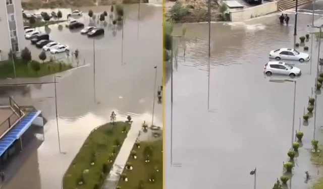 Paytaxtda avtomobillər üçün “hovuz”: Yaşayış kompleksinin həyəti su ilə doldu